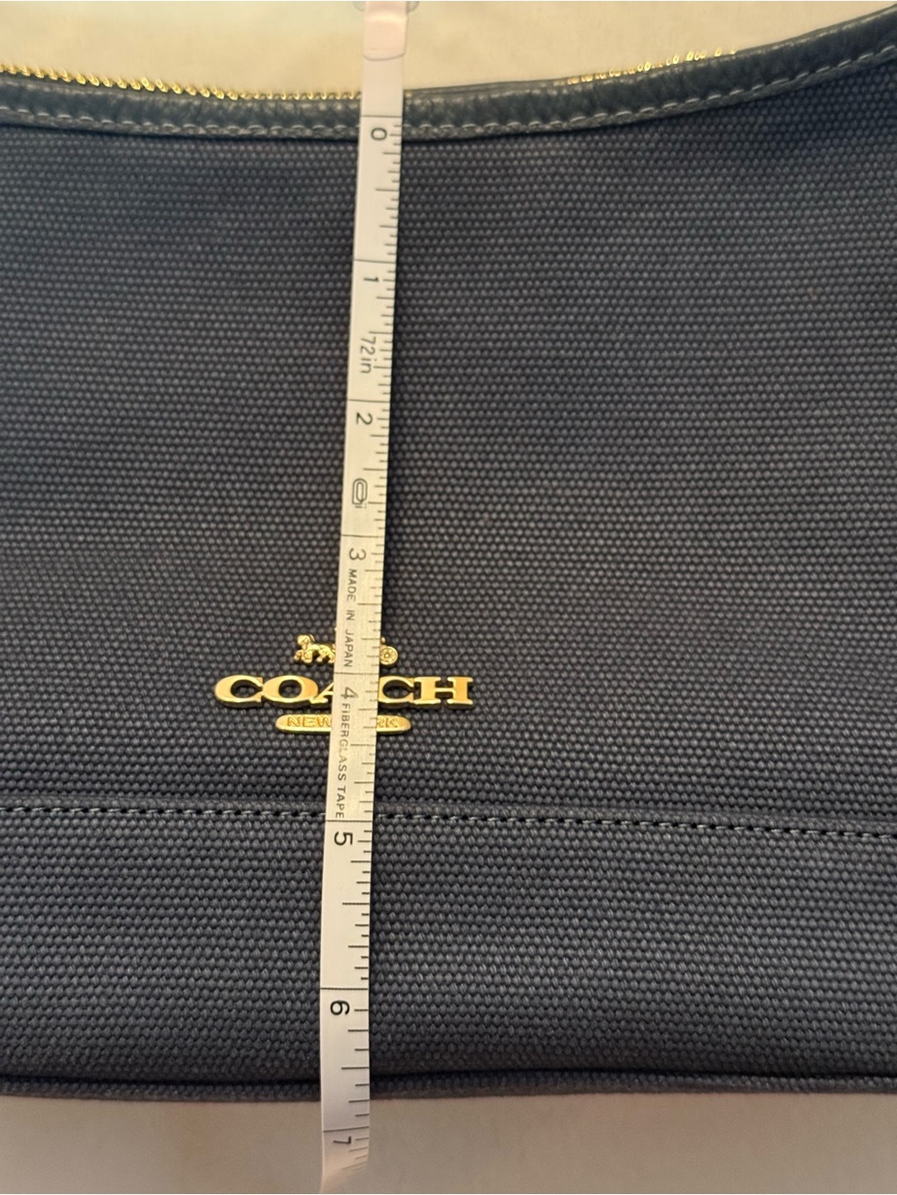 Coach Navy Canvas Shoulder Bag with Coin Pouch - Picture 11 of 11